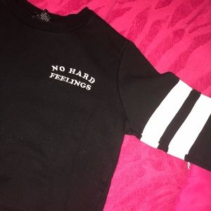 “no hard feelings” black crop top